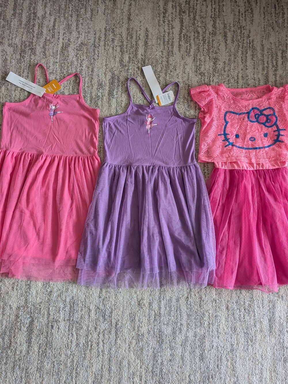 Girls L 10/12 Lot of 3 Dresses Pink Purple Tulle Tutu Hello Kitty Ballerina NWT - Picture 2 of 15